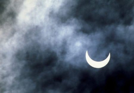 A Cloudy New Moon - moon, clouds, nature, sky