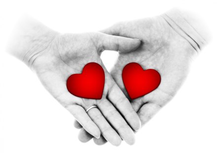 Hands with hearts - hands, hand, heart, valentine, together, pair, couple, love