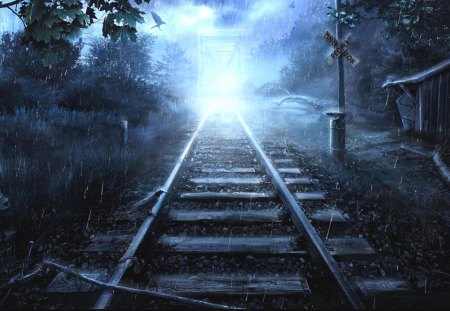 Dead end - dead line, magic, light, fantasy, end, dead, beautiful, blue, splendor, colors