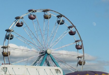 Ferris wheel - ferris, moon, blue, sky, wheel