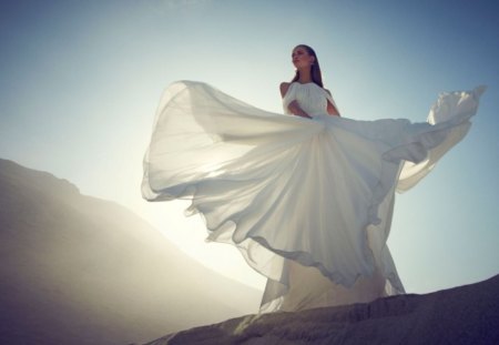 Vision in White - white, lady, beautiful, dress, angel, lovely