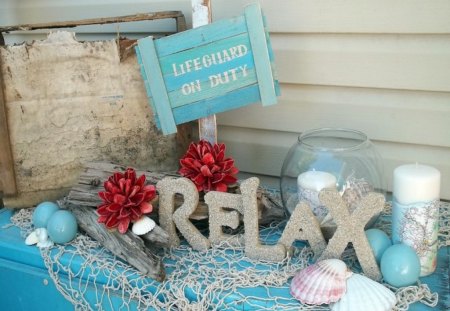 Beach Vignette - relax, summer, blue, beach, setting, photography, collage, layout, design, vignette, art