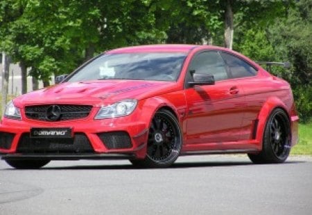 2013 Mercedes C63 Black Series by Domanig - mercedes, black wheels, wing, red