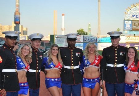 USA CHEERLEADERS and MARINES - usmc, marine corps, marines, recon