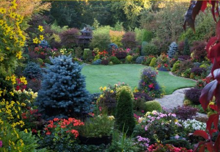 Summer Flowers - nature, flowers, japanese, garden