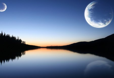 River - moon, river, naturen, cool