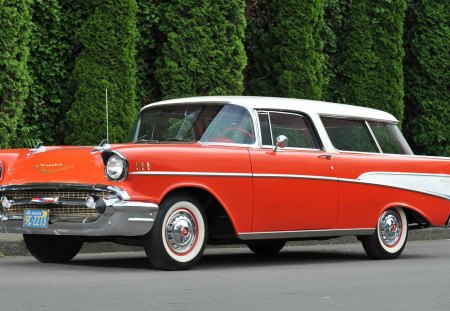 Chevrolet Bel Air Nomad 1957 - car, orange, station wagon, chevy