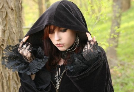 Riding Hood In Black. - picture, of, wonderful, a