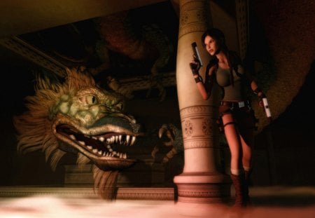 Tomb Raider - dragon, lara croft, tomb raider, weapons, games, video games