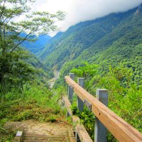 Small wooden bridge in the mountain