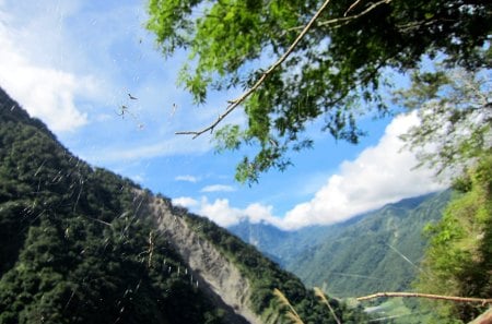 Spider web - cloud, sky, spider web, mountain