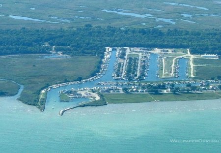 Marina-at-Turkey-Point---Lake-Erie - grass, trees, water, nature