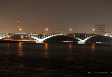 Peace-Bridge-at-Night - architecture, water, bridge, lights