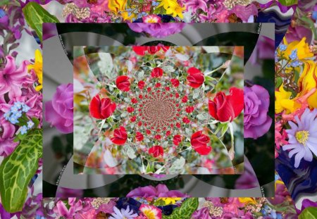 FLOWERS ON FLOWERS - pretty, crazy, abstract, flowers