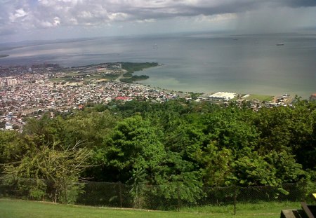 view of port of spain trinidad - city, ocean, view, mountain