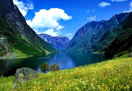 Blue river and mountain