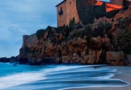 old gaurd - beach, sea, castle, rocks