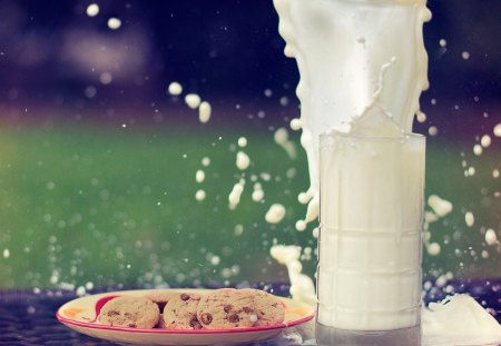 Unhappy Breakfast - cookies, milk, breakfast, unhappy