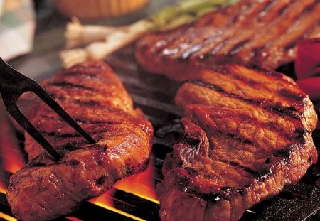 Steak On The Grill - grill, dinner, meat, cookout, bbq, steak