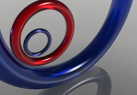 Three Rolling Rings - abstract, blue, red, gray, rolling, ring, circle