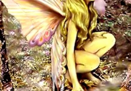 yellow fairy!! - yellow, fairy, woods