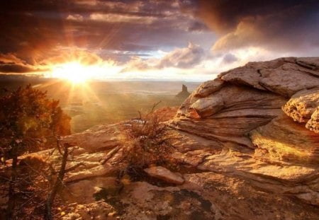 Sunset - nature, sky, sunset, rocky landscape