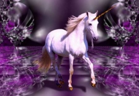 unicorn world - white, mystic, horse, artwork, decoration, unicorn, purble unicorn world