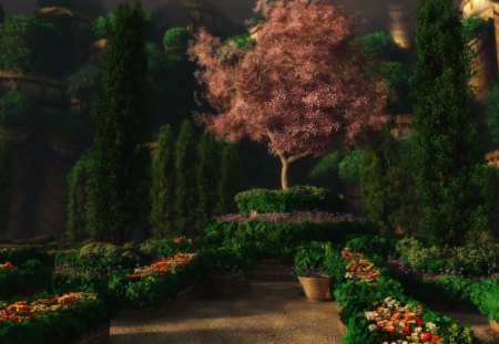 In Full Bloom - special, trees, paradise, foliage, blossoms, green, tree, shrubs, garden, landscape, mountain, youth, hedges, nayure, bushes, heaven, nature, red, beautiful, pink, flowers