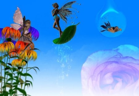 Fairies - fairy, abstract, flowers, fantasy