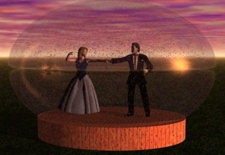 Dancing - globe, couple, sunset, abstract