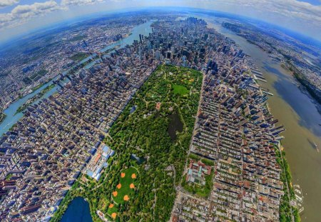 New York City Pano - stiched, beautiful, central park, majestic, populated, hudson