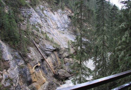 Rapid River Johnston Canyon Banff Alberta 4 - nature, trees, guard rail, photography, green, rivers