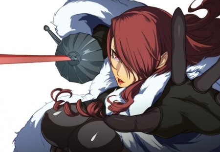 kirijou mitsuru - kirijou mitsuru, anime, red, sword, persona