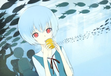 Confuse - simple, innocent, cool, cute, beautiful, white hair, red eye, anime