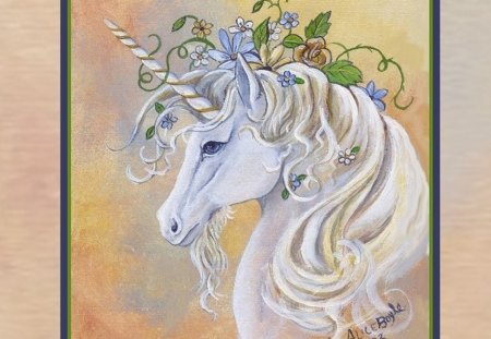 Ancient Unicorn - nature, wildlife, horse, animals, fantasy, unicorn