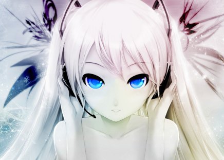 Miku - anime, vocaloid, blue, beautiful, photoshop, beauty, music, fantasy, white, miku