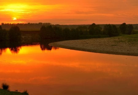 RIVER at SUNSET - nature, sunset, landscape, river