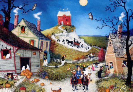 First_Halloween - homes, witch, horse, dog