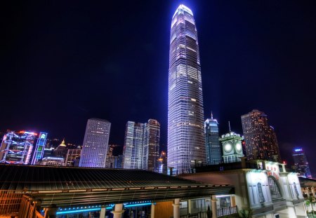 Hong Kong Skyline - blue, skyline, china, city, buildings, big, hong kong, paradise, building