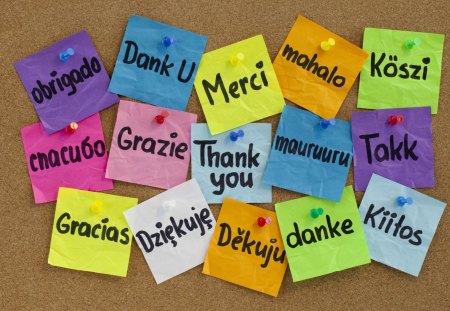 Thank you in many languages - thank, you, friend, my