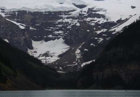 mountains full of snow in July - grey, white, Lakes, photography, snow, mountains