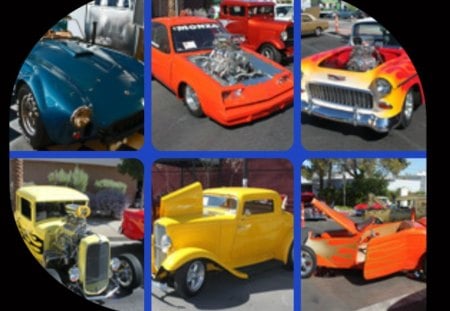 Collage of Collectable's - colour, roadsters, cars, vintage