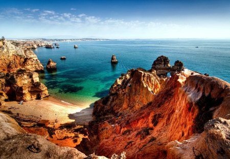 OCEAN VIEW - red cliff, nature, view, distant, ocean