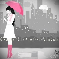 Girl in the rain (City)