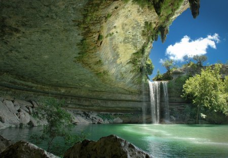 Waterfalls - clouds, waterfalls, trees, water, nature, rock