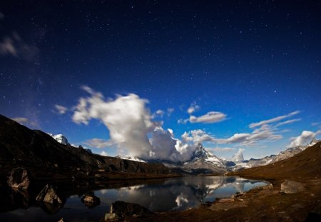 LAGO TRANQUILO - agua, monte, natureza, lago, azul