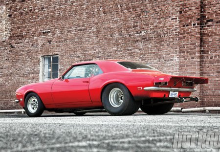 1968 Chevy Camaro - bowtie, pro street, red, classic