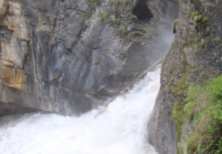 waterfalls at Banff Alberta - waterfalls, grey, rivers, green, photography, rocks