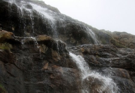 Cascades at Banff Alberta mountains - waterfalls, cascades, grey, white, mountains, Canyons