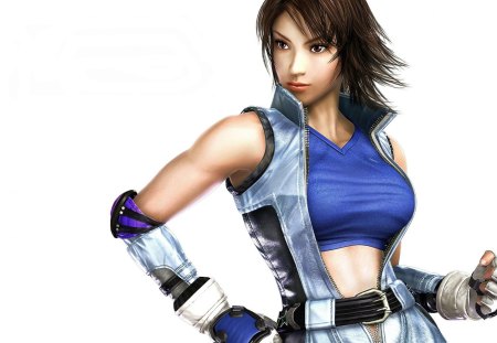 Asuka Kazama - brown eyes, female, fighting, asuka kazama, gloves, brown hair, white background, games, game, tekken, asuka, video games, character